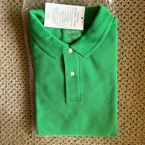 NWT L.L. Bean Double L Polo Bright Kelly Green Short Sleeve
